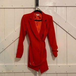 Superdown Joan Belted Blazer Dress in Red